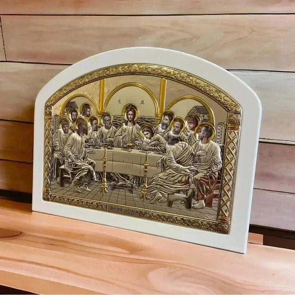 Silver christian orthodox icon,gilded,Last Supper,handmade,Greece (10 x 8)
5010 - Picture 3 of 7